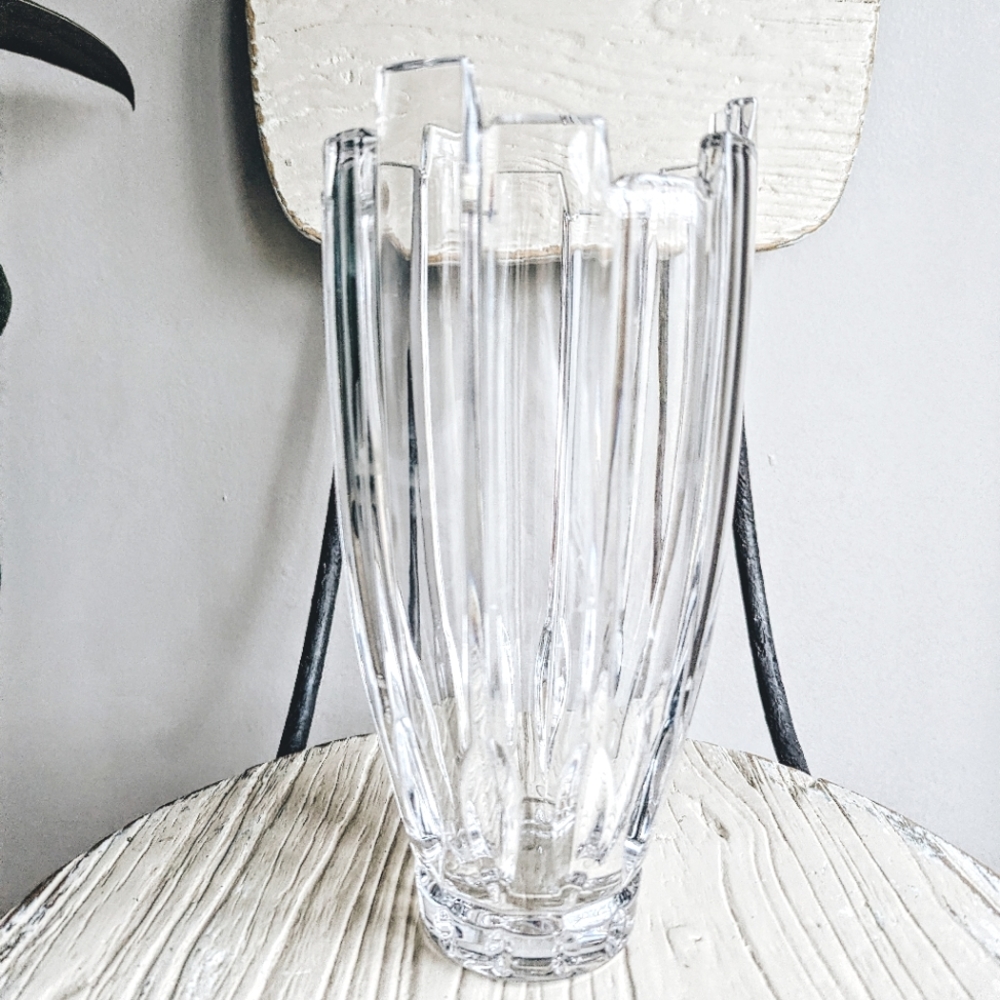 Vintage 10" Gorham Crystal Flower Vase Acapella Pattern